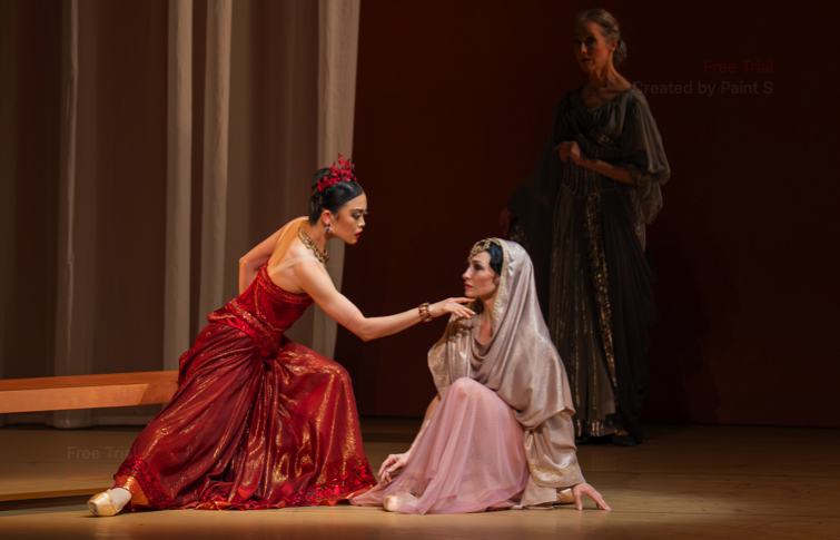 In Act I of Dutch National Ballet La Bayadère: Alida and Nikiya face off