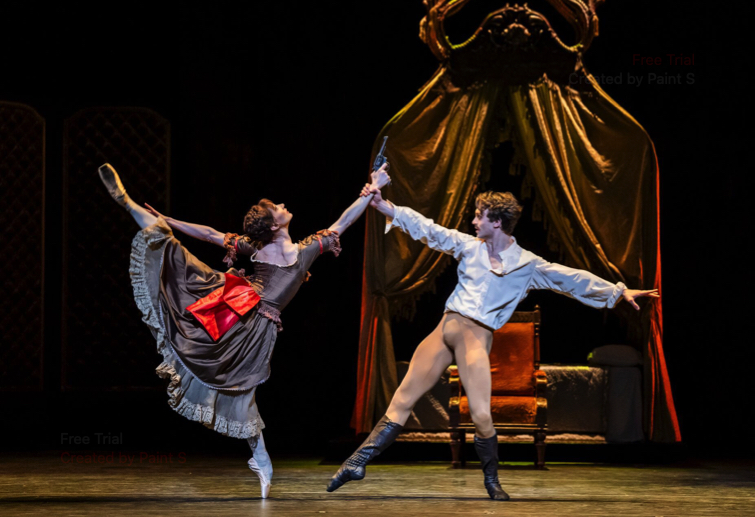 Mary holds a hand gun while Rudolf tries to restrain her in Mayerling