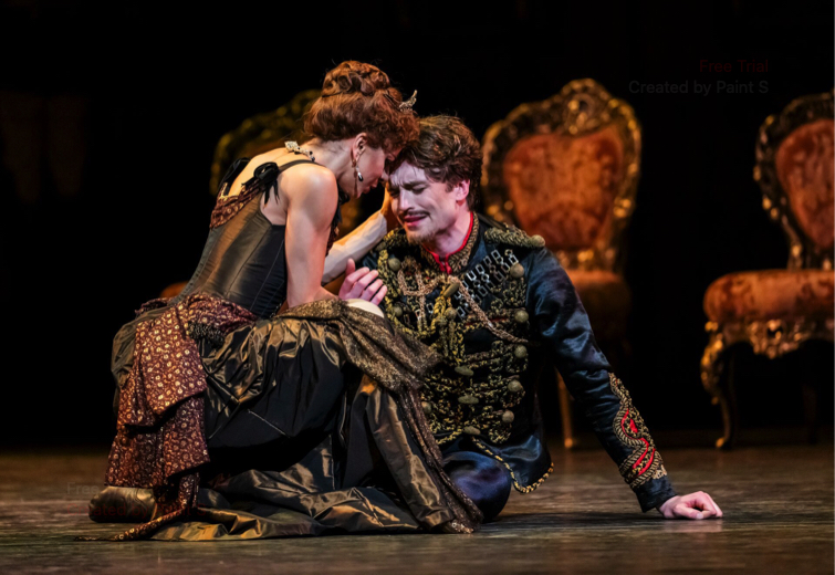 Countess Larisch consoles a suffering Rudolf in Mayerling